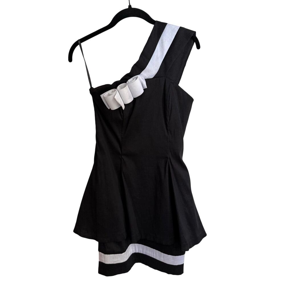 Jessica McClintock Vintage 90s Mini Party Dress in Black & Silver XS